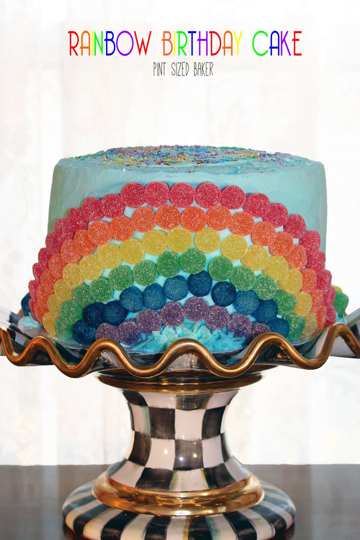 Creating a Rainbow Birthday Cake is fun to make, but it's even more exciting seeing the look on your kids face when you cut into it!