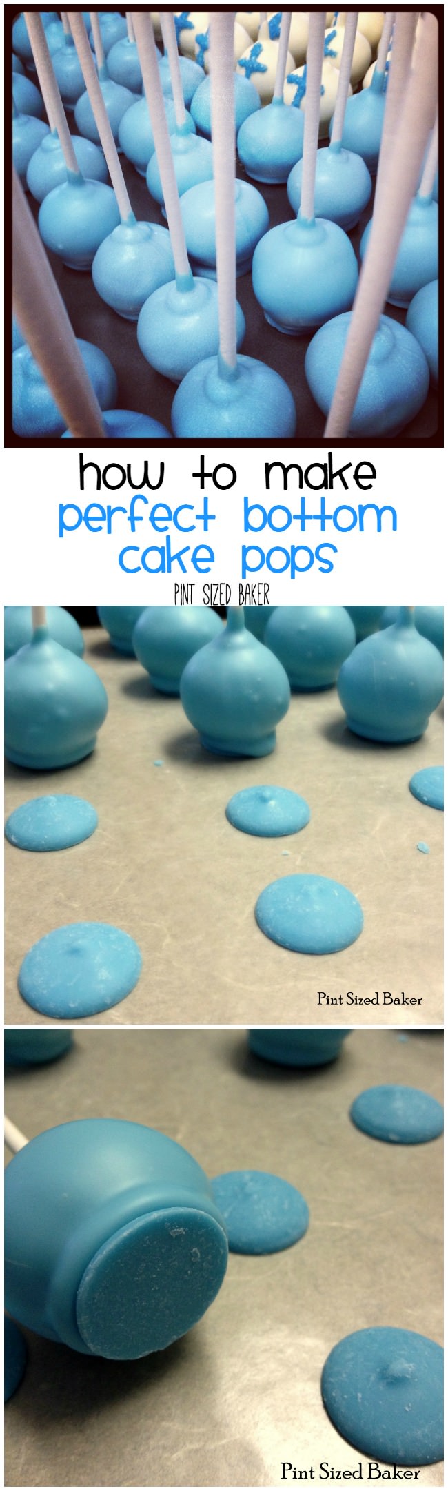 Getting the perfect bottom cake pops are easy with this simple idea. The cake pops stand up straight and there's no more hold on the bottom.