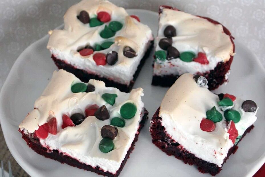 These Red Velvet Christmas Brownies are so good and perfect for a holiday party or get together! You can put any holiday topping on them!