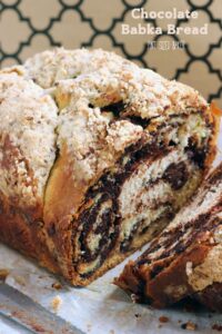 Chocolate Babka Bread is AMAZING!! Homemade bread filled with chocolate, swirled together and topped with a crumble topping! It's a baking wonder!