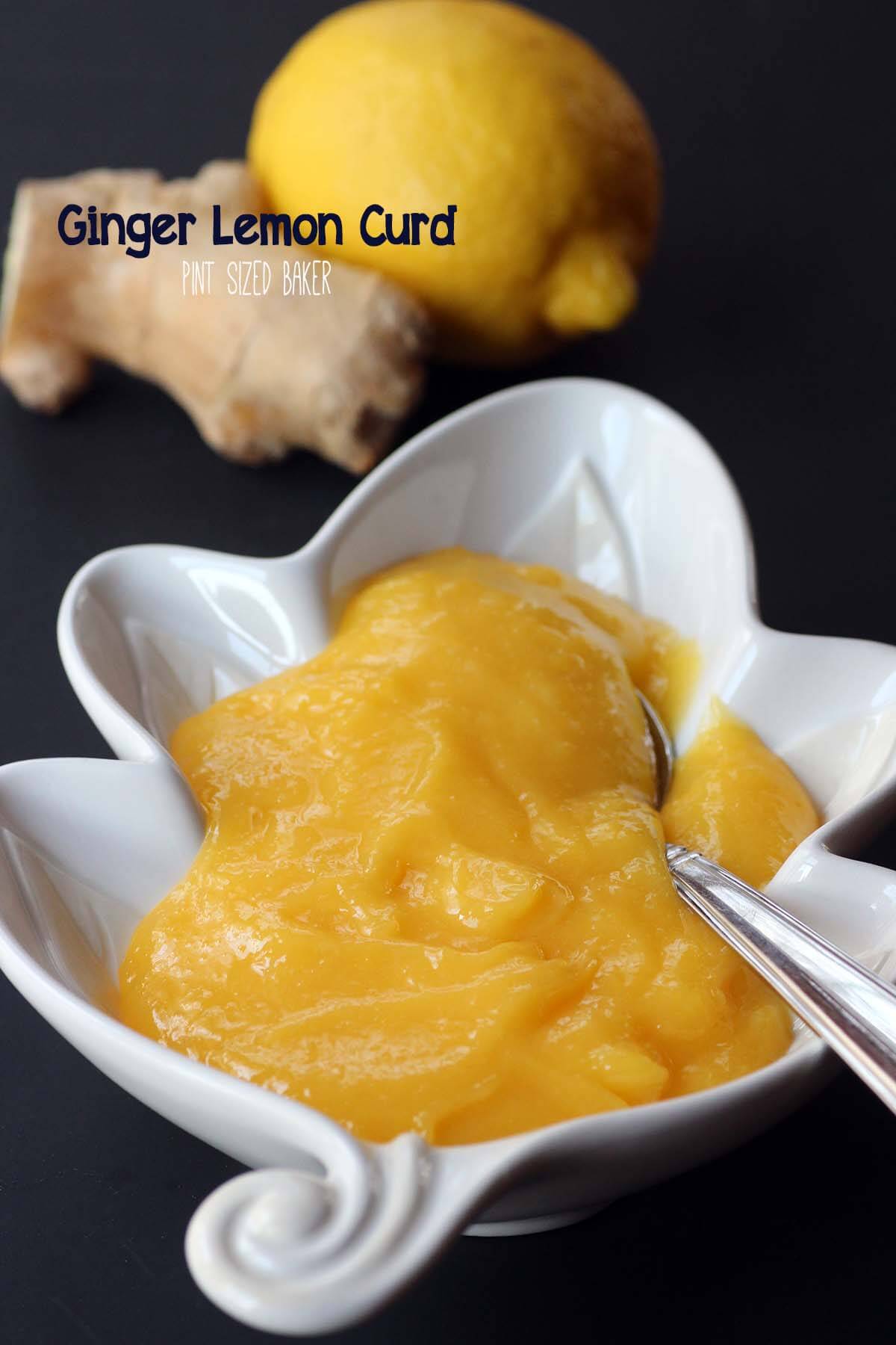 The heat from the ginger and tang from the lemon pair splendidly in this simple Ginger Lemon Curd. It's great in cakes, on toast and over ice cream.