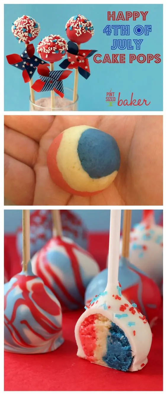 Celebrate the USA with these Red, White, and Blue Cake Pops. Full step-by-step tutorial with photos. Perfect for Memorial Day weekend and the 4th of July!