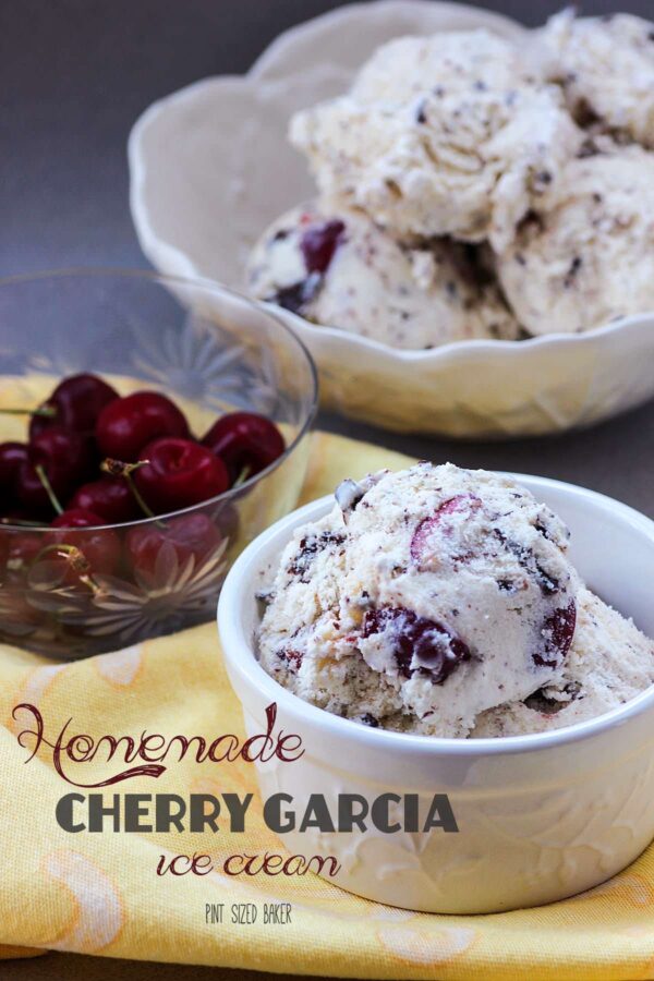 Enjoy your own Homemade Cherry Garcia Ice Cream loaded with fresh sweet cherries and chocolate chunks!