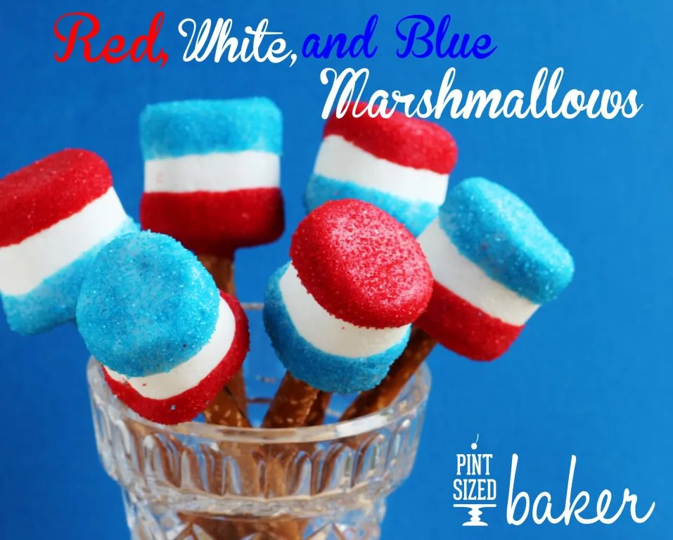 Red White and Blue Giant Marshmallows are perfect for summer celebrations!