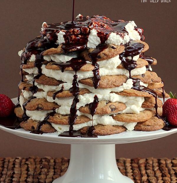 Layers and layers of thin cookies and whipped cream covered in hot fudge - this icebox cake is amazing!