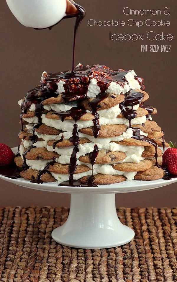 Layers and layers of thin cookies and whipped cream covered in hot fudge - this icebox cake is amazing!