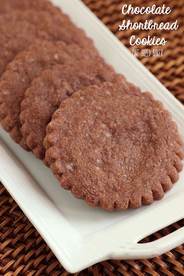 Image linked to my recipe for Homemade Chocolate Shortbread cookies. Easy and delicious!