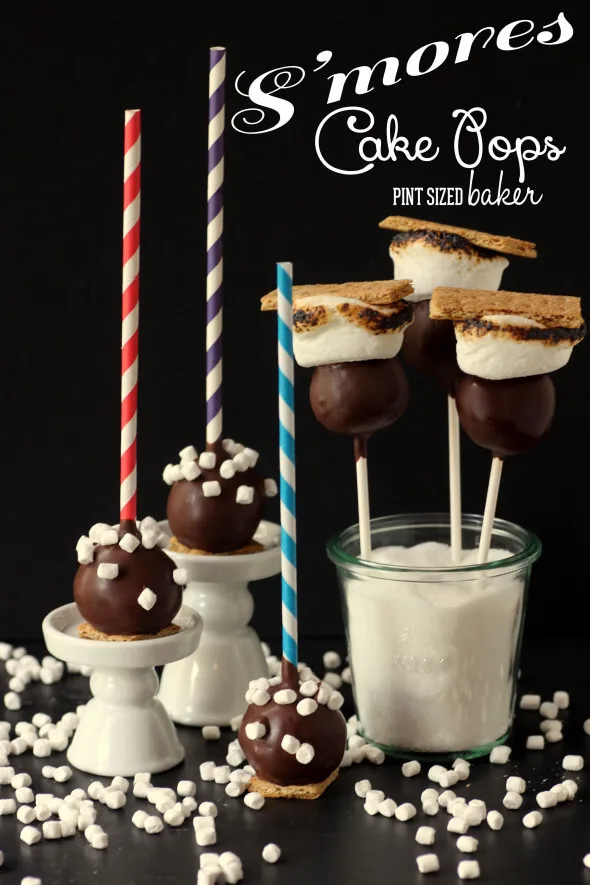 What a fun alternative way to enjoy your S'mores!! S'mores Cake Pops! #cakepops #pintsizedbaker