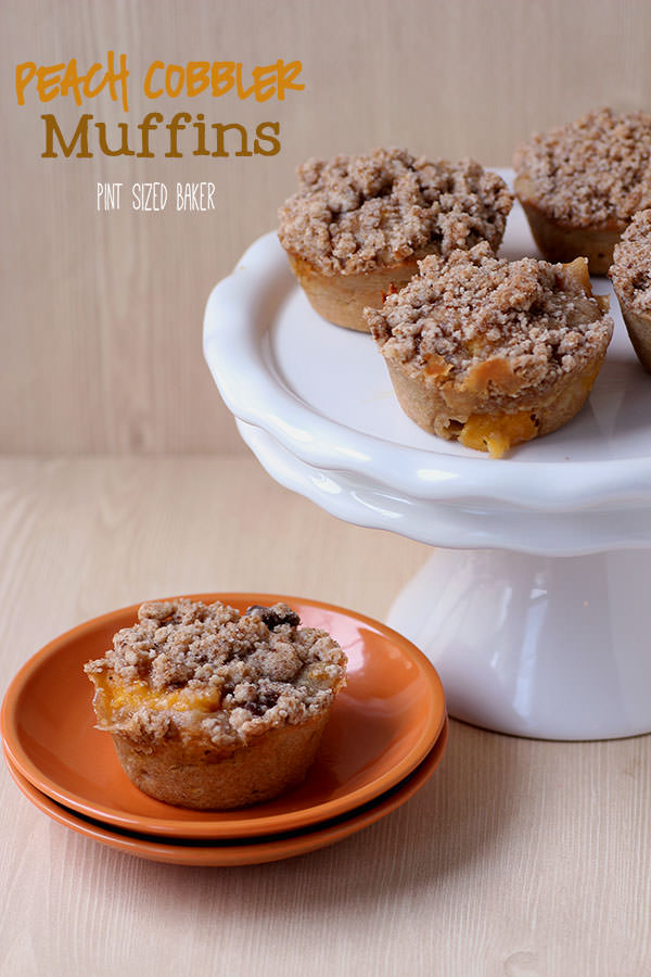 an image of Sweet Peach Muffins with a great cobbler topping.