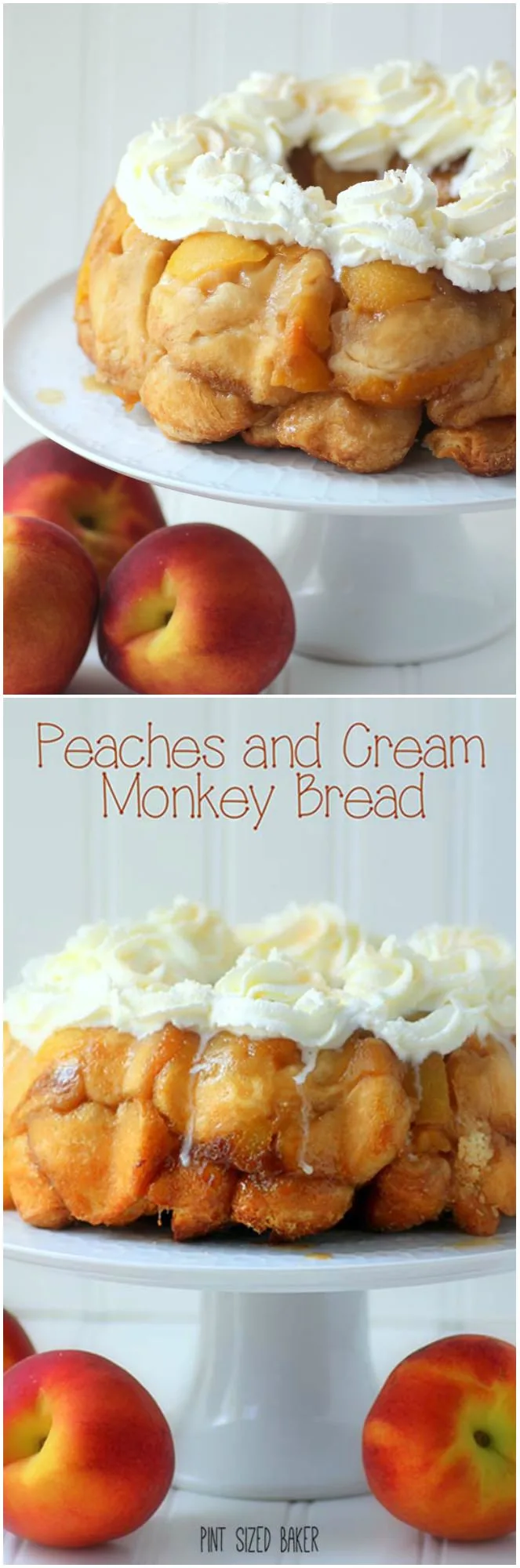 I love this Fresh, Sweet Peaches stuffed into this Peaches and Cream Monkey Bread! It's perfect for a fun breakfast treat!