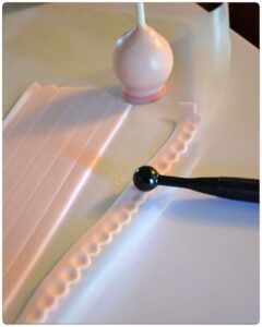 Making the ruffles for the cake pops.