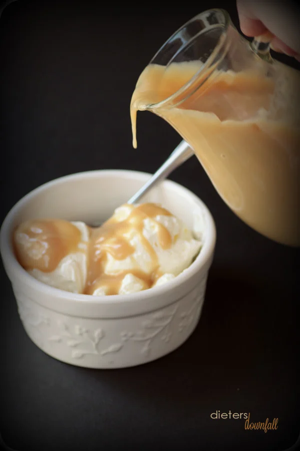 Homemade Kahlua Cream Sauce is rich and creamy and perfect on ice cream.