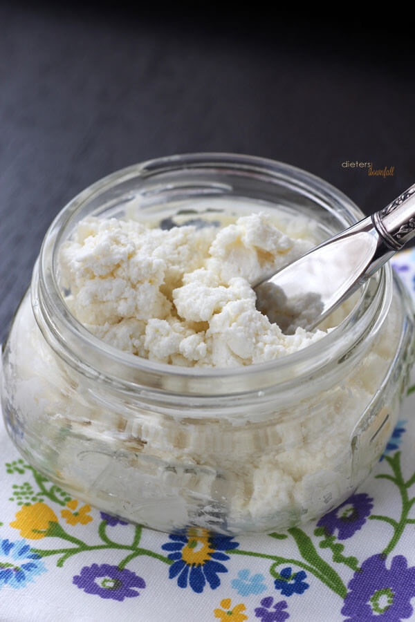 Why not make your own Ricotta Cheese. This took me about 30 minutes from start to clean up. . from #dietersdownfall.com
