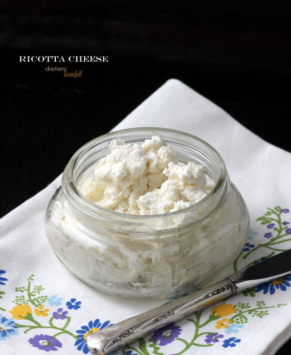 Homemade Ricotta is all milk, no artificial anything! Make it as wet or as dry as you like. from #dietersdownfall.com