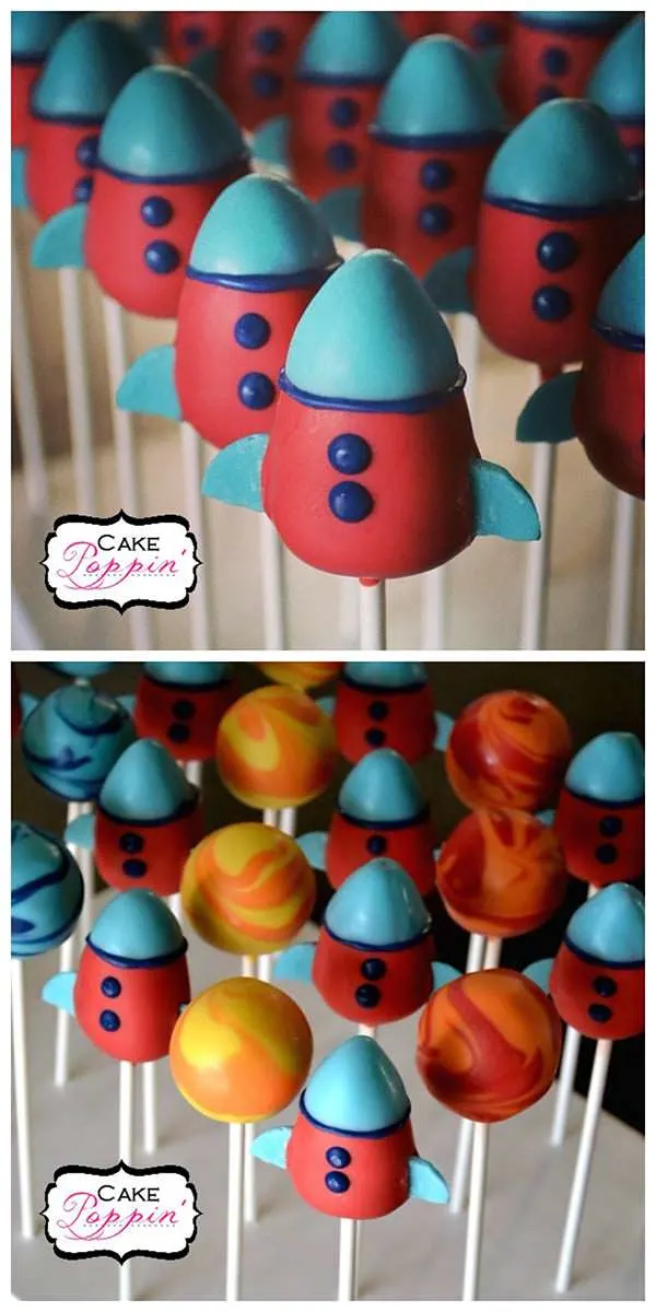 Whoosh! These Rocket Ship Cake Pops from Cake Poppin are so cute! They are the perfect way to tell someone that you love them to the moon and back!