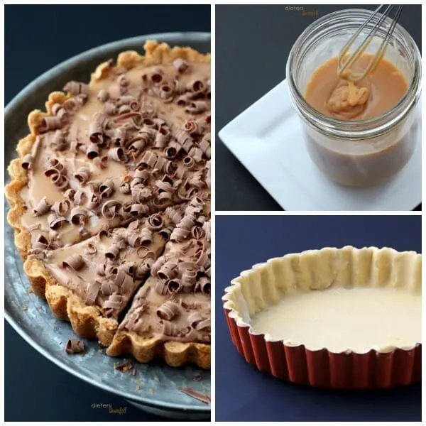 Soft Caramel, a tart crust and Whipped Mocha Mousse. The perfect recipes for an edible Caramel Mocha Frappuccino. from #dietersdownfall.com