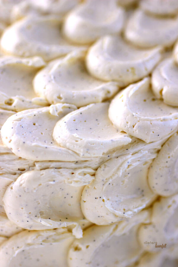 Buttercream Frosting full of itty bitty Vanilla Bean Seeds. from #dietersdownfall.com
