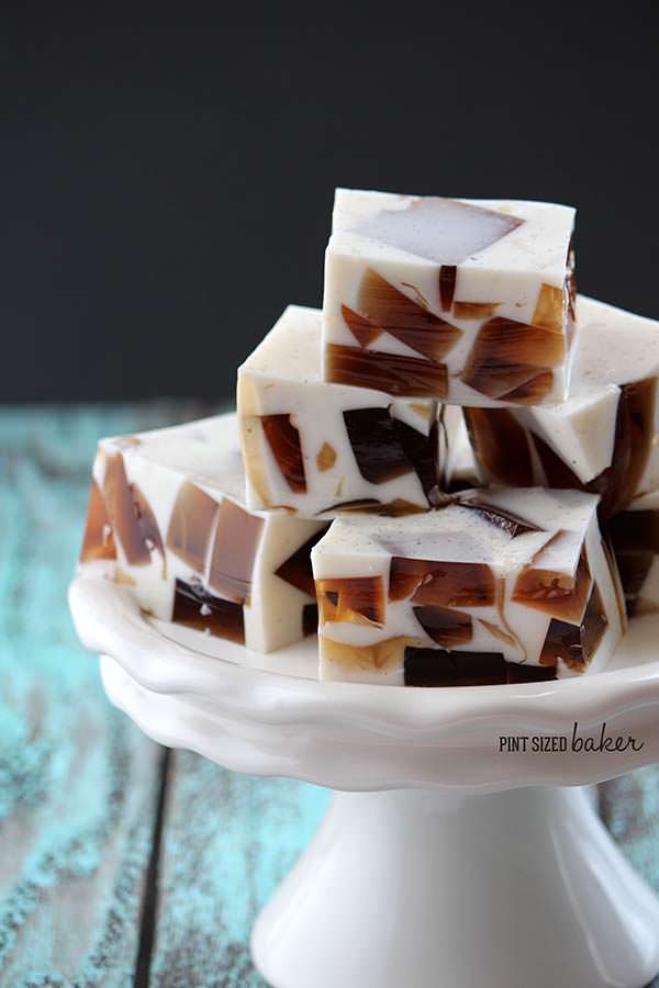 Root beer Jello on a plate.