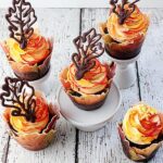 You won't believe how easy these fall leaves cupcakes were to decorate. Yellow and Orange frosting with chocolate leaves are so stunning to serve at your Autumn party.