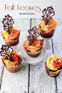 You won't believe how easy these fall leaves cupcakes were to decorate. Yellow and Orange frosting with chocolate leaves are so stunning to serve at your Autumn party.