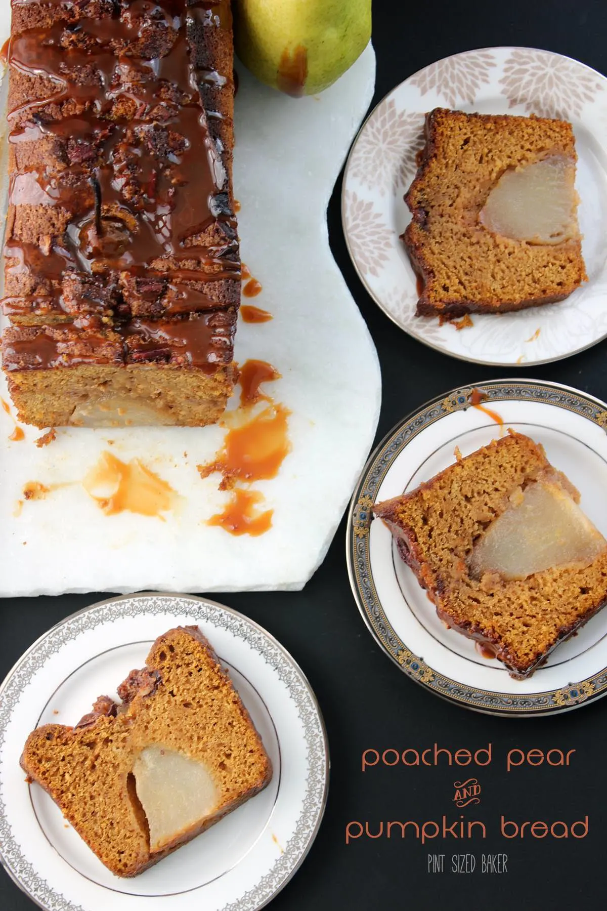 This fall, make some magic! This Poached Pear and Pumpkin Bread has the great flavors of Autumn all in an easy quick bread!