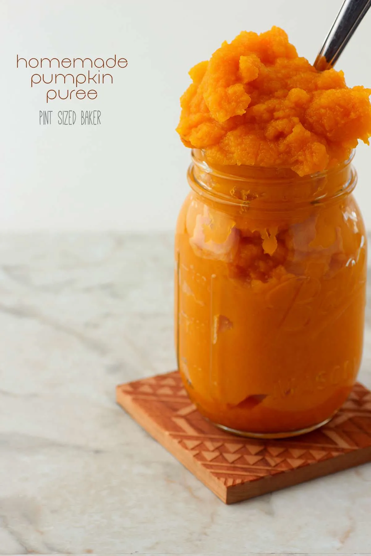 Homemade, roasted Pumpkin Puree. Skip the canned stuff. Make your own pumpkin puree for your Thanksgiving pie.