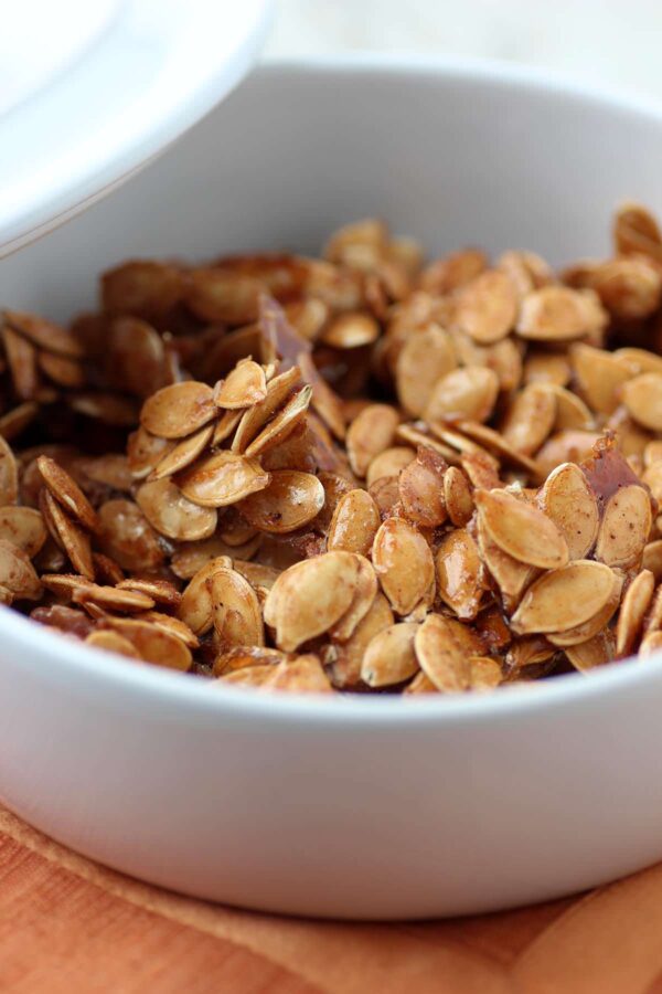 Save those Pumpkin Seeds!! These delicious honey roasted pumpkin seeds are an easy snack to make and they are so good for you! 