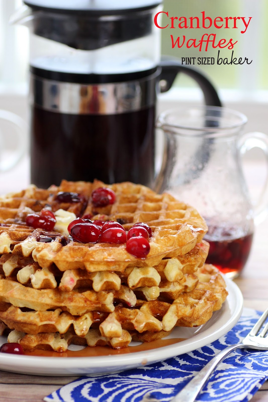 Sweet and Tart Cranberry Waffles are a seasonal favorite. Make up a big batch!