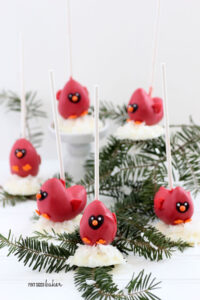 A flock of cardinals are great for a winter party. Cardinal Cake Pop Tutorial
