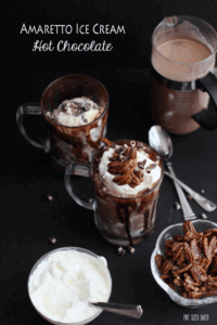 These Amaretto Hot Chocolate Floats are perfect for any night. Made with real Amaretto ice cream and real Hot Chocolate, it's an decadent dessert.