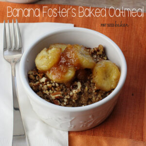 Delicious Banana Fosters Baked Oatmeal. Perfect to serve to a large group or prepare for a weeks worth of breakfast.