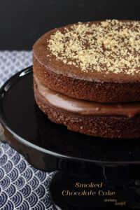 A simple chocolate cake recipe that's flavored with smoked chocolate chips and whisky.