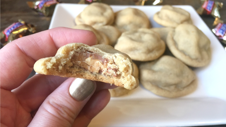 Snickers stuffed peanut butter cookies feature