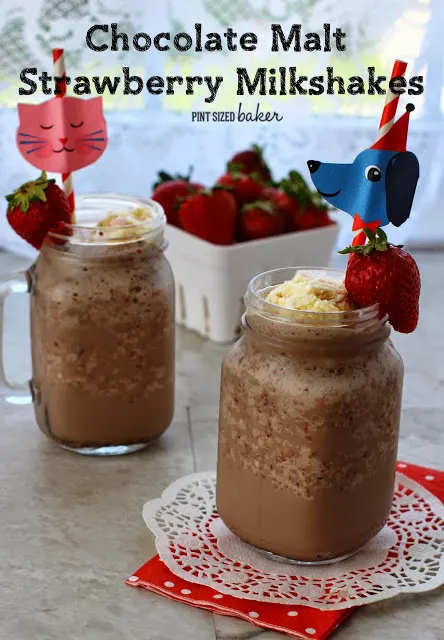 The kids love cooling off with these Chocolate Malted Strawberry Milkshakes. It's the perfect flavor combination.