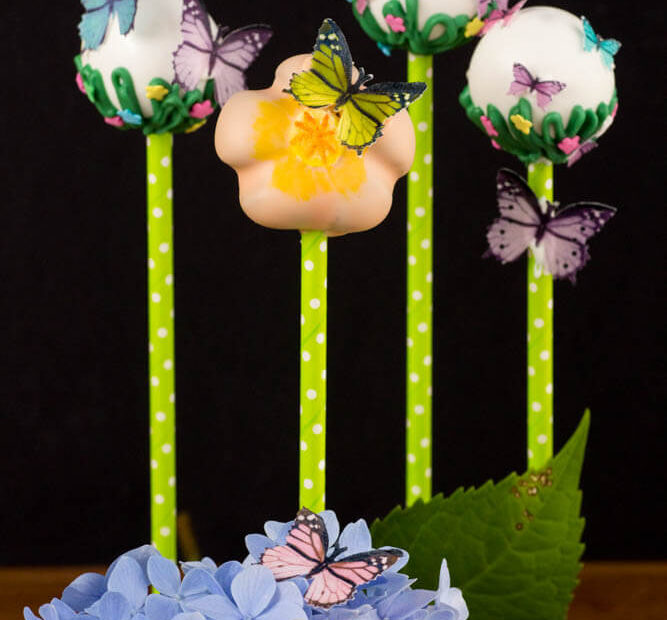 Spring is here! Making these Wafer Paper Butterfly Cake Pops are so easy! Order your mini butterflies and then decorate some simple flower cake pops.