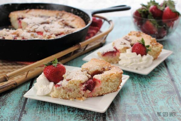 This Strawberry Buttermilk Skillet Cake recipe is simply amazing! It's easy to make and it's so delicious to serve to your friends and family - even on a weekday. 