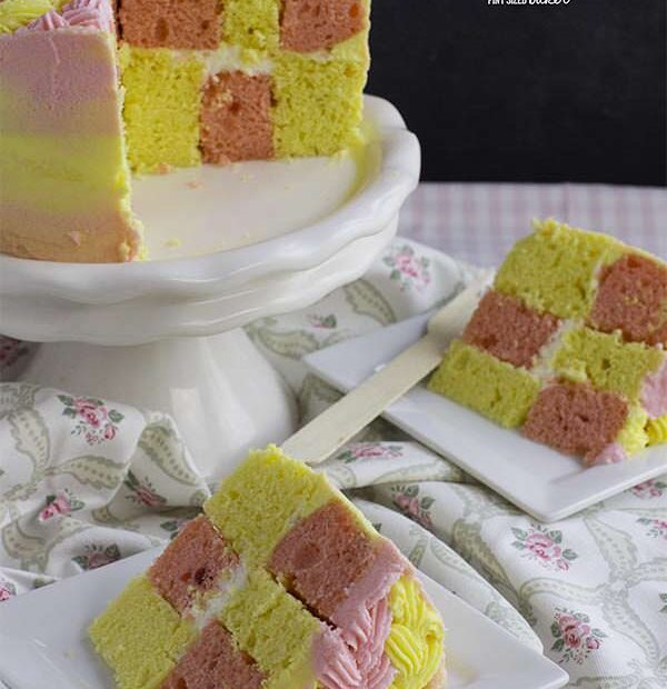 This Perfect Sized Checkerboard Cake is great for a weeknight family birthday celebration.