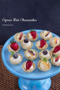 Whip up these Express Mini Lemon Cheesecakes in no time and be ready for your dinner party. They are stunning to serve and everyone gets to try one!