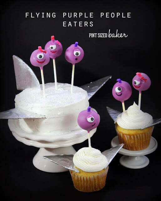 Flying Purple People Eaters Cake Pops