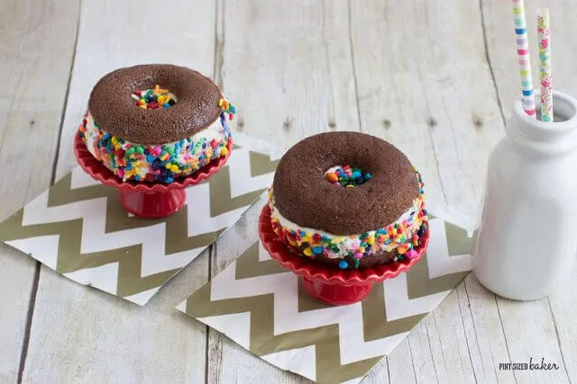 Colorful Brownie Ice Cream Sandwiches are fun to serve to the kiddos. Who doesn't love a brownie a la mode?
