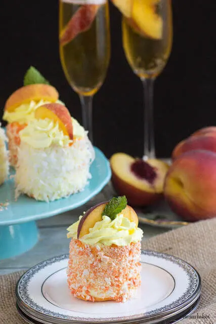 Who doesn't love a Peach Bellini? These marvelous Merveilleux are flavored with Peach and Champagne so you can now eat your Bellini as well!