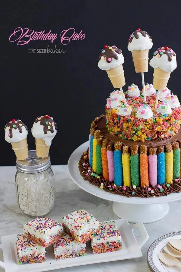 40 Cute Cake Ideas For Any Celebration : Chocolate Birthday Cake Topped  with Cupcake