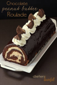 Chocolate and Peanut Butter Roulade made with homemade peanut butter and PB cups. For serious peanut butter lovers only!