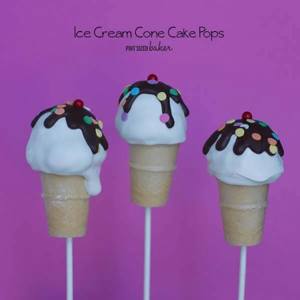 Fun Ice cream Cone Cake Pops are a great no-melt treat for all the kids to enjoy!