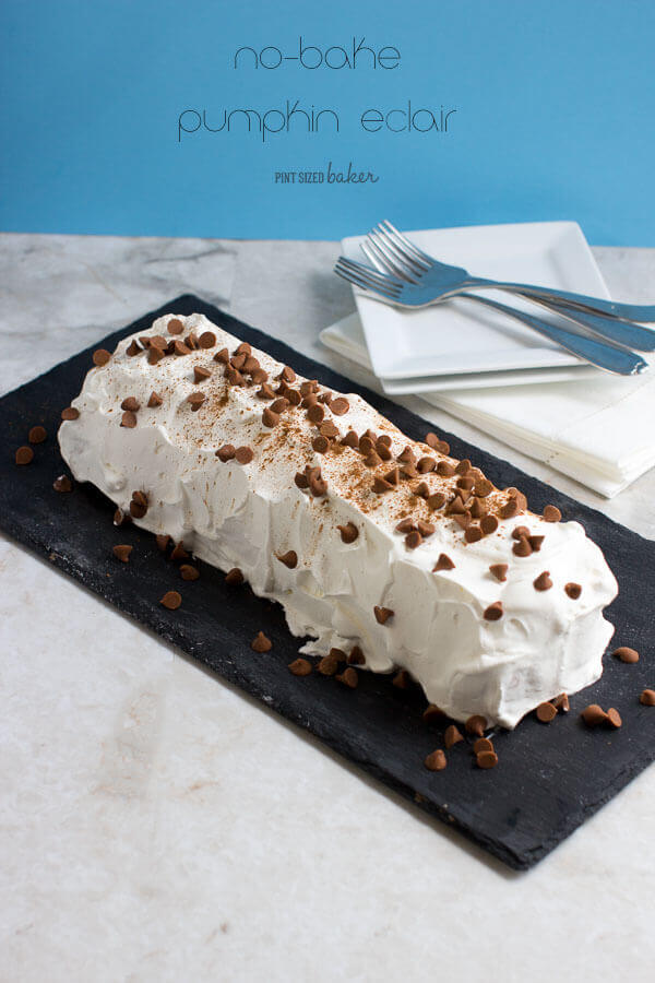 Quick and Easy, no-bake Pumpkin Eclair Cake Recipe. Layers of graham crackers and pumpkin pudding make a wonderful fall dessert.