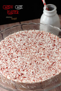 Bits of candy cane shards melted into a beautiful disk for a cake platter.