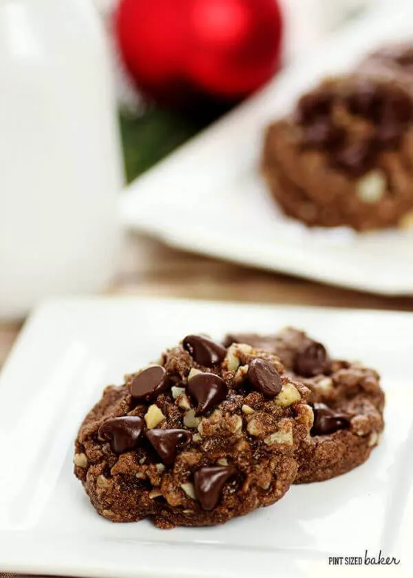 Chocolate Chocolate Chip Cookies with lots of tasty macadamia nuts baked in.