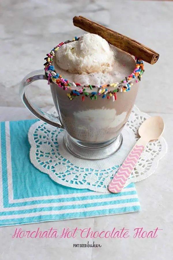 Horchata Hot chocolate is a wonderful treat. Add a scoop of ice cream and it's a great dessert!