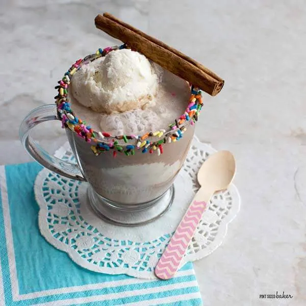 Everyone loves a float, but when it's flavored with hot chocolate, cinnamon, and nutmeg, it's an ice cream dream come true!
