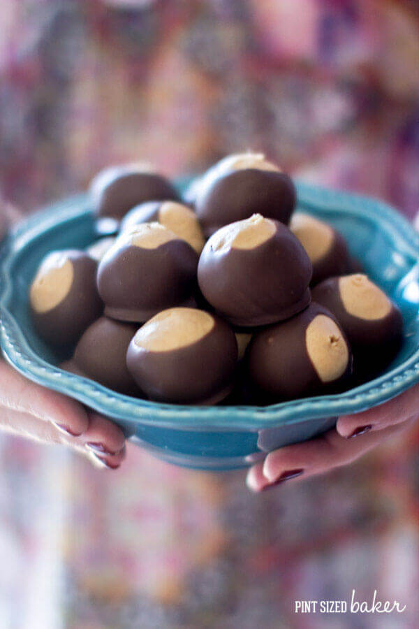 Serve up a big bowl of easy peanut butter Buckeye Candies this holiday season. Everyone loves them!